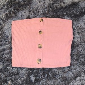 Pink Ribbed Tube Top